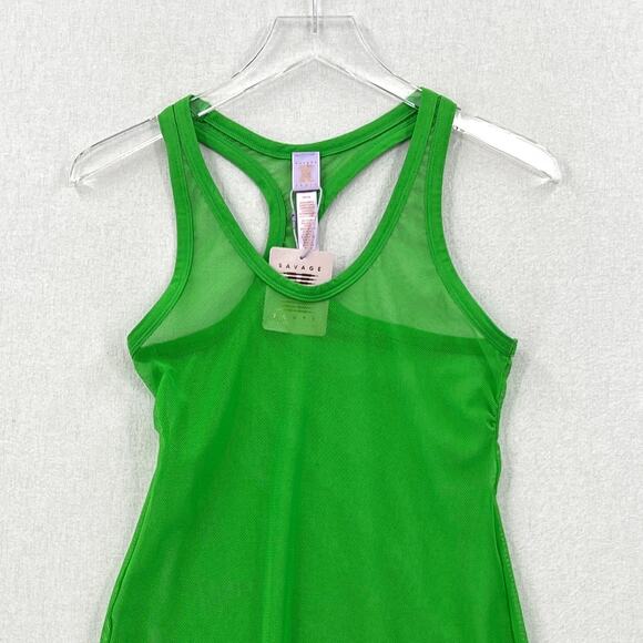 SAVAGE X FENTY Nothin But Net Mini Slip Womens Medium Green Mesh Racerback New - Picture 7 of 16